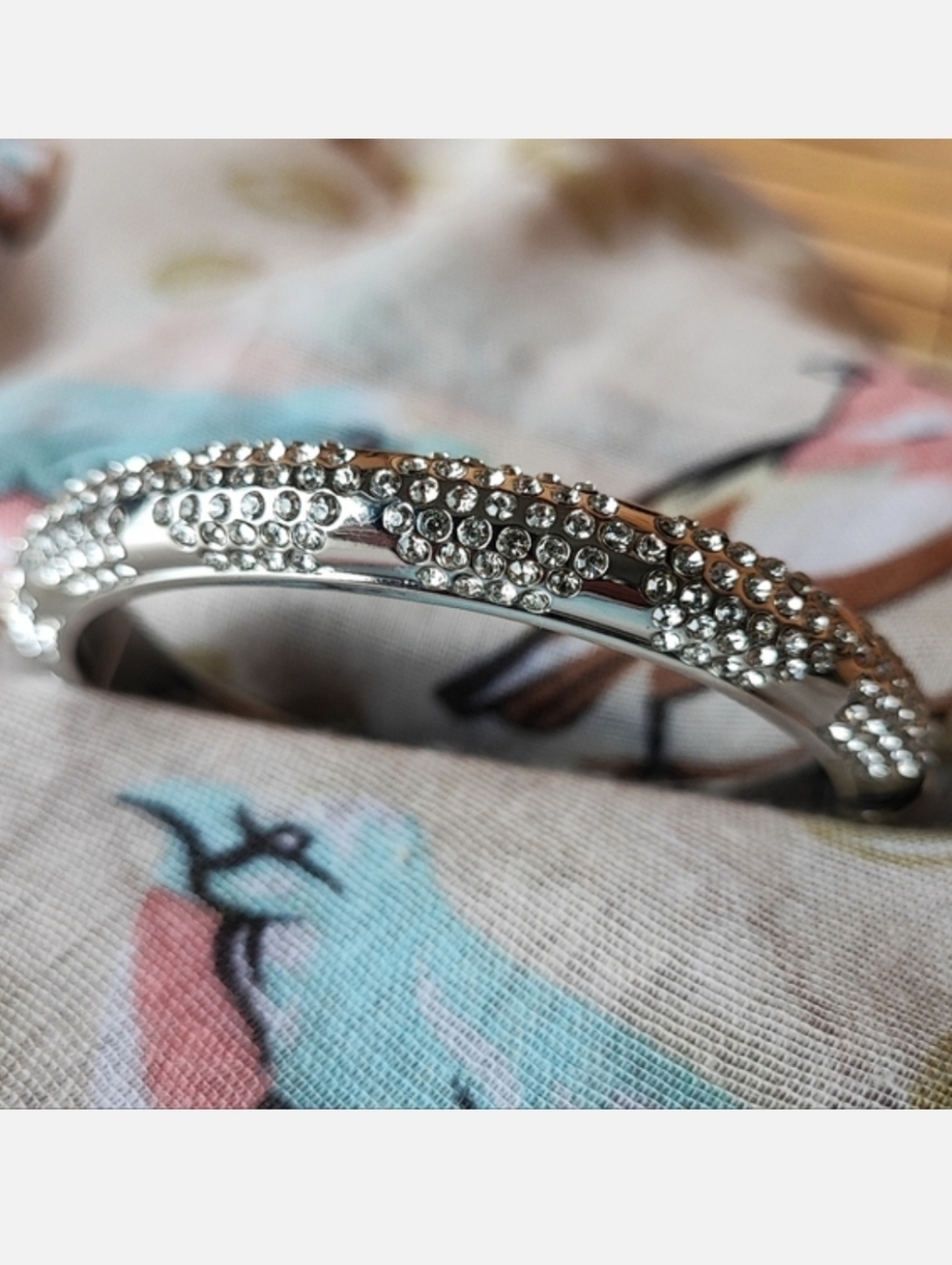 Talbots Silver Tone Clear Rhinestone Clamper Bangle Bracelet NWT Retired Vintage